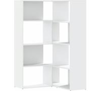 Bibliothèque d'angle à 4 niveaux blanc bois d'ingénierie