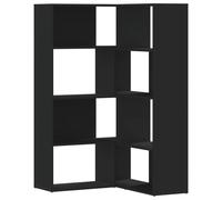 Bibliothèque d'angle à 4 niveaux noir bois d'ingénierie
