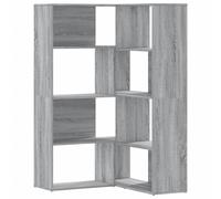 Bibliothèque d'angle à 4 niveaux sonoma gris bois d'ingénierie