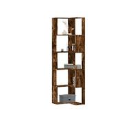 Bibliothèque d'angle à 5 niveaux chêne fumé bois d'ingénierie852586