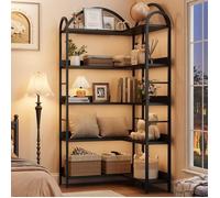 Bibliothèque d'angle à 5 niveaux, étagère d'angle en Bois et Métal, Meuble de Rangement,étagère de rangement -noir