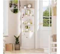 Bibliothèque D'angle À Poser - Mipan - 3 Étagères Ouvertes, 1 Tiroir Et 1 Armoire Avec Portes, Étagère De Rangement