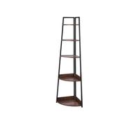 Bibliothèque d'angle SucceBuy 5 niveaux Métal et MDF Noir Marron 43x43x178 cm