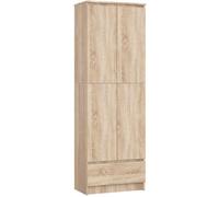 Bibliothèque de bureau AKORD R60 Chêne Sonoma 60 cm 2 portes 1 tiroir façade Chêne Sonoma 4 étagères 60x35x180 cm