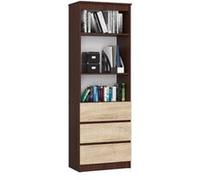 Bibliothèque de bureau AKORD R60 Wengé 60 cm 3 tiroirs façade Chêne Sonoma 3 étagères 60x35x180 cm Wengé / Chêne Sonoma G