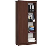 Bibliothèque de bureau AKORD R80 Wengé 80 cm 1 porte façade Wengé 8 étagères 80x35x180 cm Wengé G