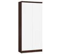 Bibliothèque de bureau Armoire AKORD R80 Wengé 80 cm 2 portes façade Blanche 8 étagères 80x35x180 cm Wengé / Blanc G