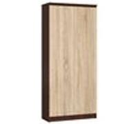 Bibliothèque de bureau Armoire AKORD R80 Wengé 80 cm 2 portes façade Chêne Sonoma 8 étagères 80x35x180 cm Wengé / Chêne Sonoma G