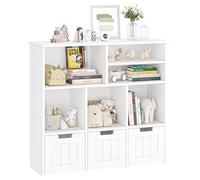Bibliothèque de rangement enfant avec 3 tiroirs amovibles et 6 casiers - étagère à jouets et livres - multifonction - idéale chambre, salle de jeux, crèche, White