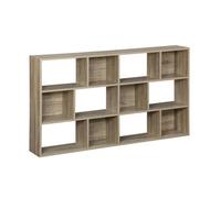 Bibliothèque design asymétrique naturelle. Pieter. 3 étagères. 12 compartiments de rangement