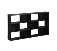 Bibliothèque design asymétrique noire. Pieter. 3 étagères. 12 compartiments de rangement