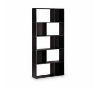 Bibliothèque design asymétrique - Pieter - 5 étagères. 10 compartiments de rangement noir