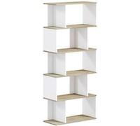 Bibliothèque - HOMCOM - meuble de rangement 5 étagères anti-basculement - Charge 25 kg -70x29,5x163 cm - aspect bois Blanc