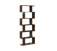 Bibliothèque design effet bois foncé 6 niveaux VALDOSA