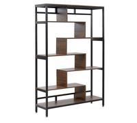 Bibliothèque design effet bois foncé / noir 6 niveaux DAVEN - BELIANI - Industriel - Loft - Salon - Adulte