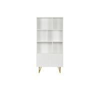 Bibliothèque design gravée blanc mat et métal doré 2 portes L86 cm OZEN