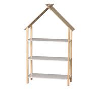 Bibliothèque design maison 3 étagères - H. 131 cm - Bois et Blanc