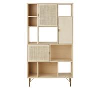 Bibliothèque destructurée 3 portes cannage en rotin L100 100x185x35cm Beige