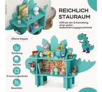 Bibliothèque dinosaure pour enfants, organisateur de rangement de jouets avec étagères ouvertes