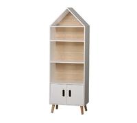 Bibliothèque Dream 5 étagères et 2 portes - H. 142 cm - Bois et Blanc