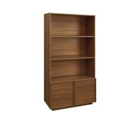 Etagères bibliothèque effet bois noyer 2 portes 5 niveaux - L 80 x P 35 x H 160cm - Kuba