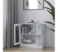 Bibliothèque en Aggloméré - 82.5 x 30.5 x 80 cm - Armoire à vitrine - avec 1 Porte transparente et 2 étagères - blanc