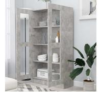 Bibliothèque en Aggloméré - RILLBUS - Armoire à vitrine - 82.5 x 30.5 x 150 cm - Gris béton