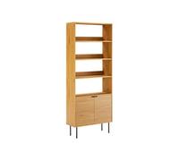 Bibliothèque en bois 4 étagères et 2 portes STINNA Marron
