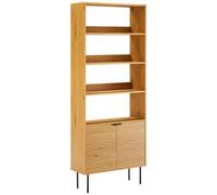 Bibliothèque en bois 4 étagères et 2 portes STINNA Marron