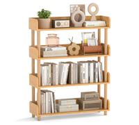Bibliothèque en Bois à 4 Niveaux COSTWAY, Etagère Ouverte de Rangement Autoportant, Support pour Plantes pour Salon Chambre Bureau