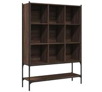 Bibliothèque en Bois d'Ingénierie, 102 x 30 x 141,5 cm, 9 Étagères, Brun | Meuble de rangement polyvalent, séparateur de pièce, style scandinave, finition chêne, entretien facile
