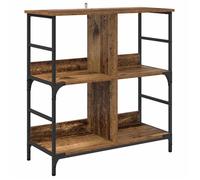 Bibliothèque en bois d'ingénierie - vidaXL - 78.5x33x82 cm - Bois ancien - 4 étagères - Pieds en métal