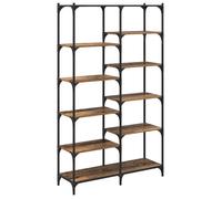 Bibliothèque en bois d'ingénierie - vidaXL - Bois ancien - 100x32x170 cm - 9 étagères - Cadre en métal - Style rustique