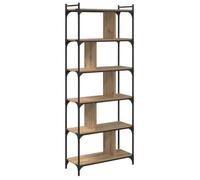 Bibliothèque en bois d'ingénierie - vidaXL - Chêne artisanal - 76x32x192 cm - 5 étagères - Autoportante - Cadre en métal