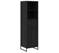 Bibliothèque en bois d'ingénierie - vidaXL - Chêne Noir - 43x36x150,5 cm - Style industriel - Pieds en acier - Tiroir