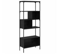 Bibliothèque en bois d'ingénierie - vidaXL - Chêne noir - 76x33x188,5 cm - 7 étagères - Cadre en acier