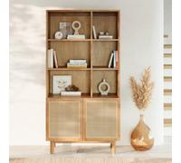 Bibliothèque en bois massif de mindi et rotin - delya