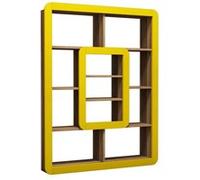 Bibliothèque en bois "Orkide" - 108 x 21 x 140 cm - Noyer, Jaune