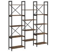 Bibliothèque en chêne Sonoma 156 x 25 x 167 cm avec cadre en acier | Étagères texturées, design loft, construction robuste, polyvalente, aspect moderne