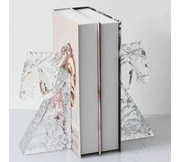 Bibliothèque en cristal robuste avec serre-livres en forme de tête de cheval fabriquée à la main, design géométrique antidérapant, 1 paire d'étagères décoratives de bureau pour bureau et maison