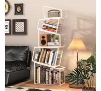 Bibliothèque en Cube, Étagère Haute en Escalier en Acier Carbone sur 3-5 Niveaux, Étagère Rangement Ouvert, Géométrique, Convient pour Salon, Chambre, Coucher, Bureau-White||50X28X141.5cm