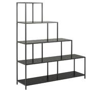 Bibliothèque en escalier 4 étagères asymétriques en MDF et métal - Noir