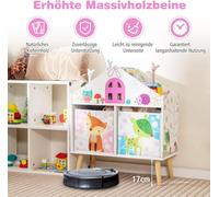 Bibliothèque en forme de maison d'enfant, bibliothèque en bois pour maison de poupée avec 2 boîtes de rangement colorées 62x30x72 cm