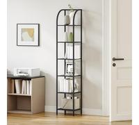 Bibliothèque en métal à 6 niveaux Structure ouverte Design étroit Idéal pour bureau, salon, chambre à coucher, cuisine - Noir BC56004B