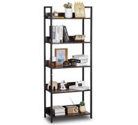 VEVOR Bibliothèque en métal, étagère industrielle rectangulaire à 5 niveaux, bibliothèque de rangement vintage rustique avec étagères ouvertes, étagère de rangement sur pied, pour salon chambre bureau