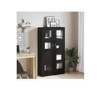 Bibliothèque en noir et chêne, 82,5x30,5x150 cm, en bois d ingénierie