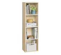 Bibliothèque en Panneaux de Particules WOLTU - Chêne clair - 30x24x106cm - 4 niveaux de rangement