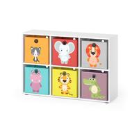 Bibliothèque enfant Vicco Blanc 72x107.8cm avec 6 boîtes pliantes, Model 37028
