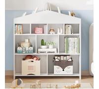 Bibliothèque enfant avec 9 casiers de rangement - Étagère de rangement pour livres blanc