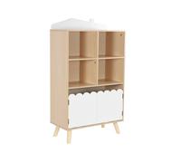 Bibliothèque enfant blanche 2 portes et 4 étagères